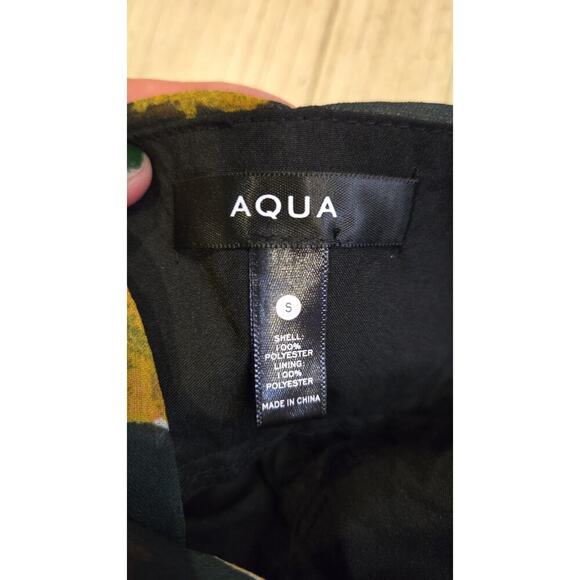 AQUA Women's Floral Deep Green Maxi Dress S Off Shoulder Long Sleeve Romantic - Picture 15 of 15